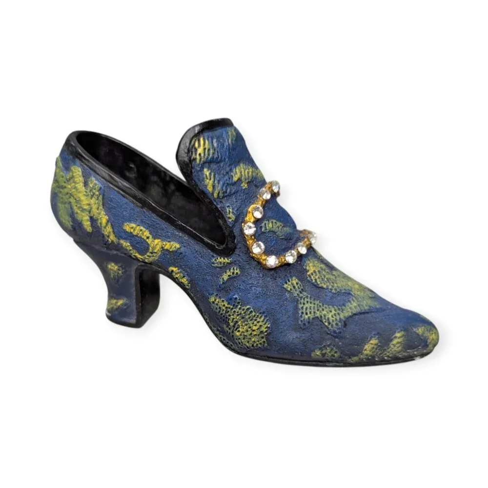 Vintage My Treasure 1999 Kingsbridge Int Inc Blue & Gold Tone Miniature Shoe